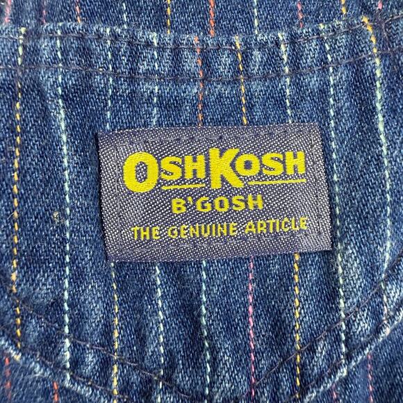 VTG OshKosh B'gosh Vestback Baby 12‎ months Blue Striped USA Made Bib Overalls - Picture 3 of 11